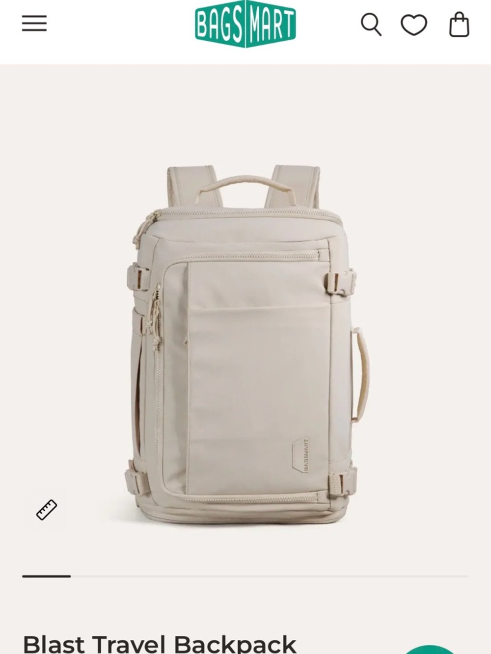 NWT Bagsmart Blast Travel Backpack - Cream